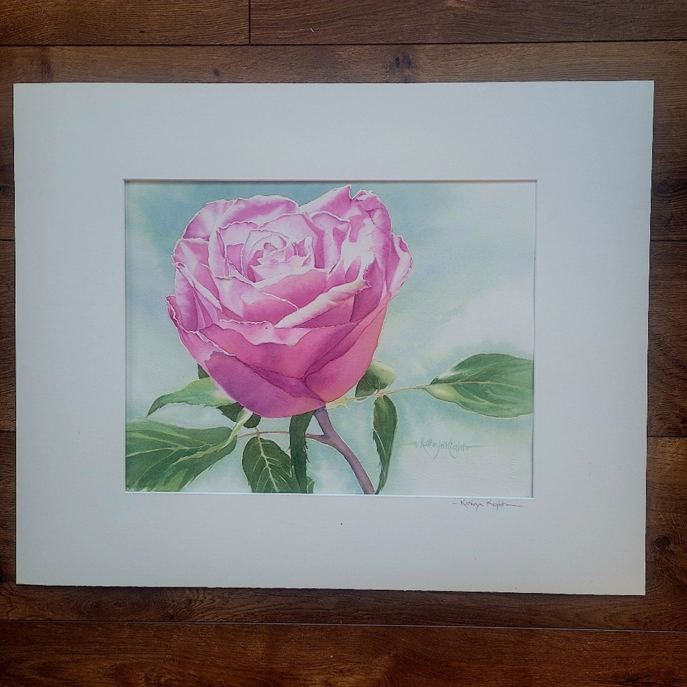 Original Watercolor Painting Of A Rose. Titled 'Solo Act'  Size 11" X 14"